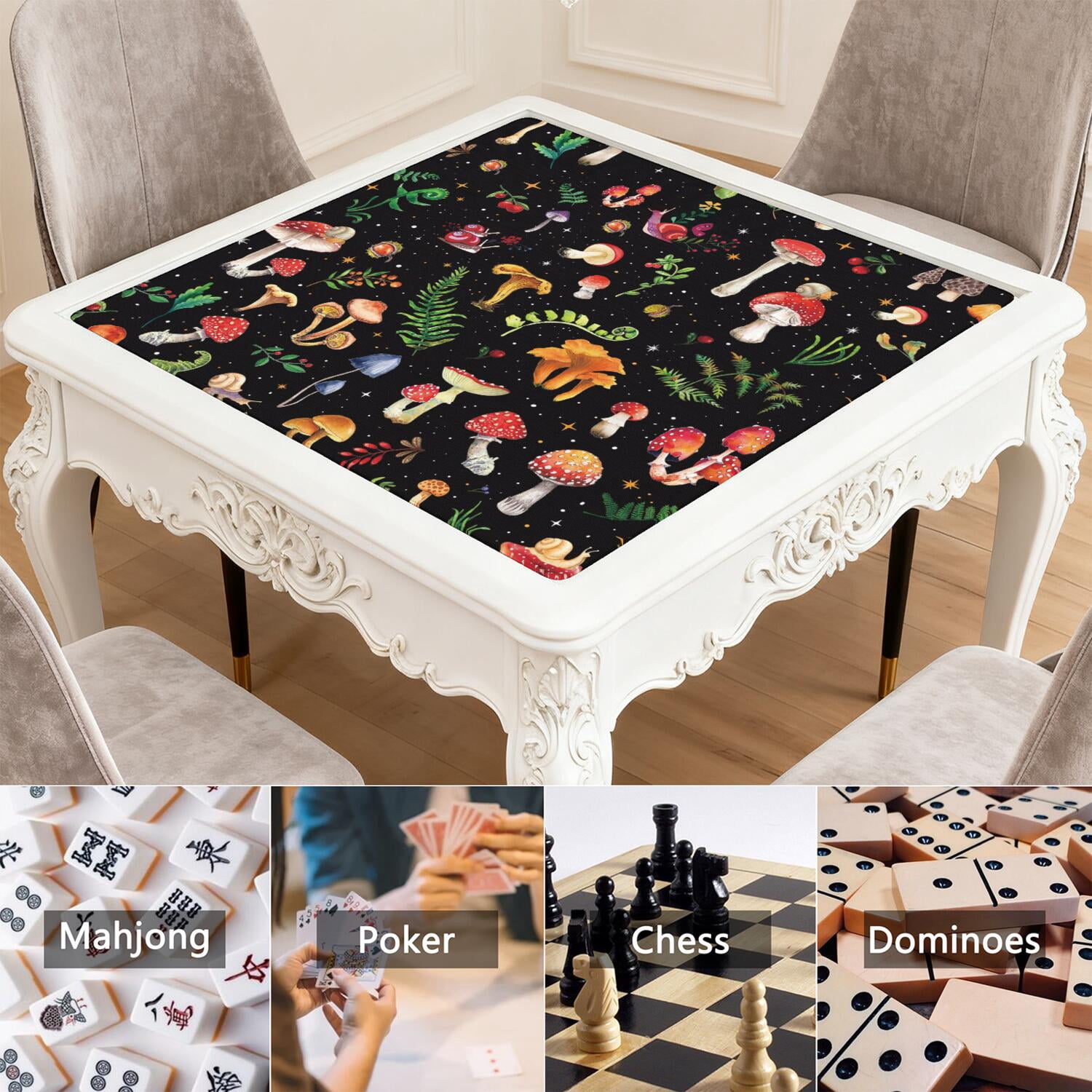 Large Plants Design Mahjong Pad 31.5x31.5 Inches Constructed from Durable Rubber Featuring Anti-Slip Non-Slip Backing and Noise Reduction for Card Games