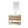 thumbnail image 2 of Vinnova Alistair 36" White Grain Stone Top Single Vanity with Mirror in Oak, 2 of 17