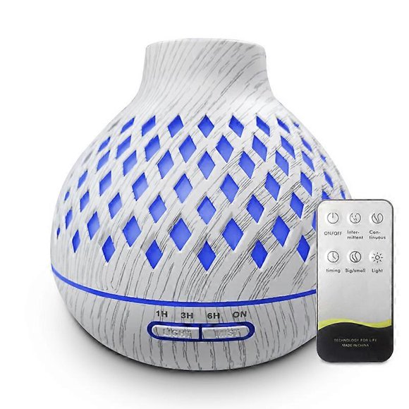 Dww- Diffuseur d'huiles essentielles 400ML (grain de bois blanc), diffuseur distance d'huiles essentielles, humidificateur d'air lectrique ultrasons