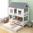 thumbnail image 3 of EUROCO Twin Size House Bunk Bed with Roof and Trundle for Kids Teens Bedroom, White, 3 of 14
