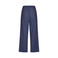 thumbnail image 5 of Women Casual Capris Straight Leg Drawstring Elastic Waist Linen Pants with Pockets, 5 of 5