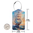thumbnail image 4 of Naloa Sailing Ship Ocean Sunset Luggage Tag for Suitcase Leather Baggage Tag with Stainless Steel Loop Privacy Cover for Women Men Girls-1, 4 of 5