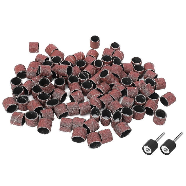 100pc 1/2" Sanding Bands Kit with 2 Sanding Drum Mandrel For DREMEL Rotary Tools