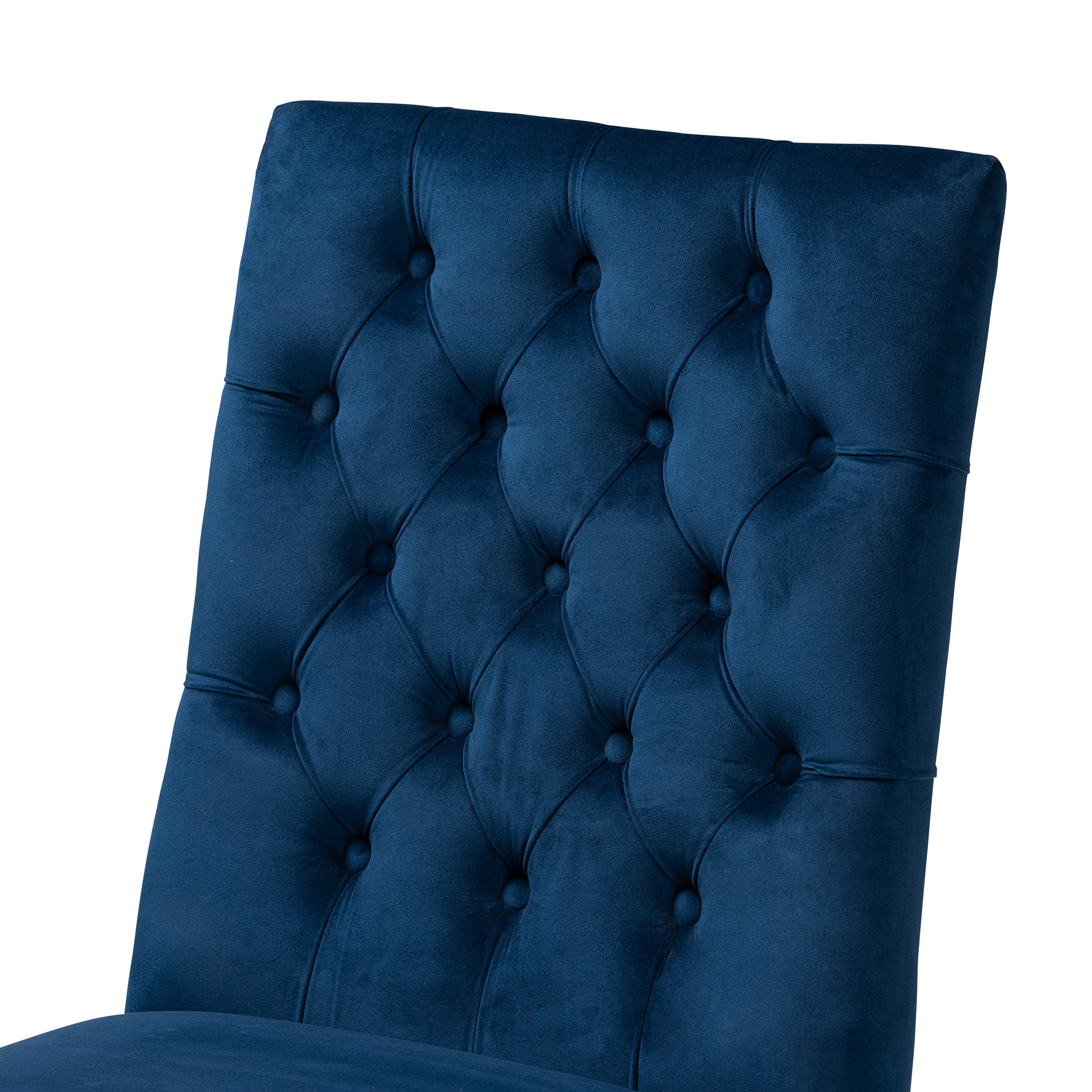 Baxton Studio Sherine Contemporary Glam and Luxe Navy Blue Velvet Fabric and Silver Metal 2-Piece Dining Chair Set