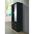 thumbnail image 5 of Hodedah Two Door Wardrobe with Two Drawers and Hanging Rod plus Mirror, Black, 5 of 6