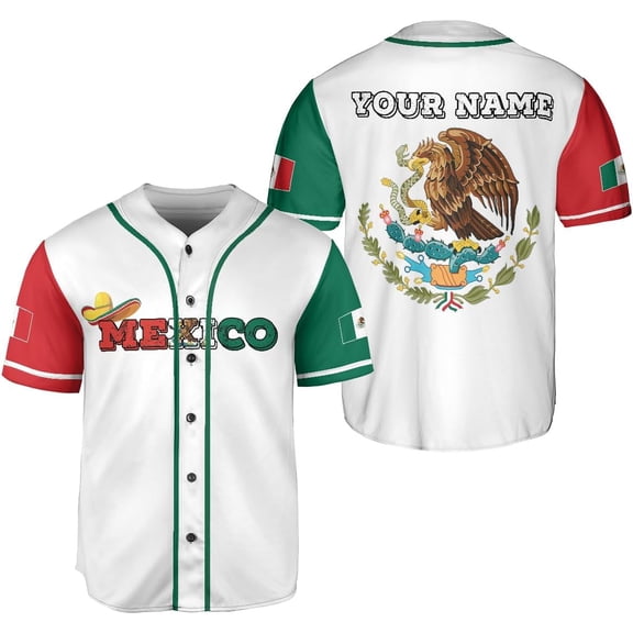 Personalised Mexico Baseball Jersey, Custom Name Number for Men Women Mexico Baseball Jersey Mexicano Shirt S-5XL (4XL)
