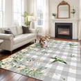 thumbnail image 3 of Watercolor Floral Area Rug 6x9 Washable Rug Non Slip Spring Flowers Birds Plants Gray Plaid Large Area Rug Soft Stainresistant Indoor Floor Carpet for Living Room Bedroom Home Office Dining Room, 3 of 8