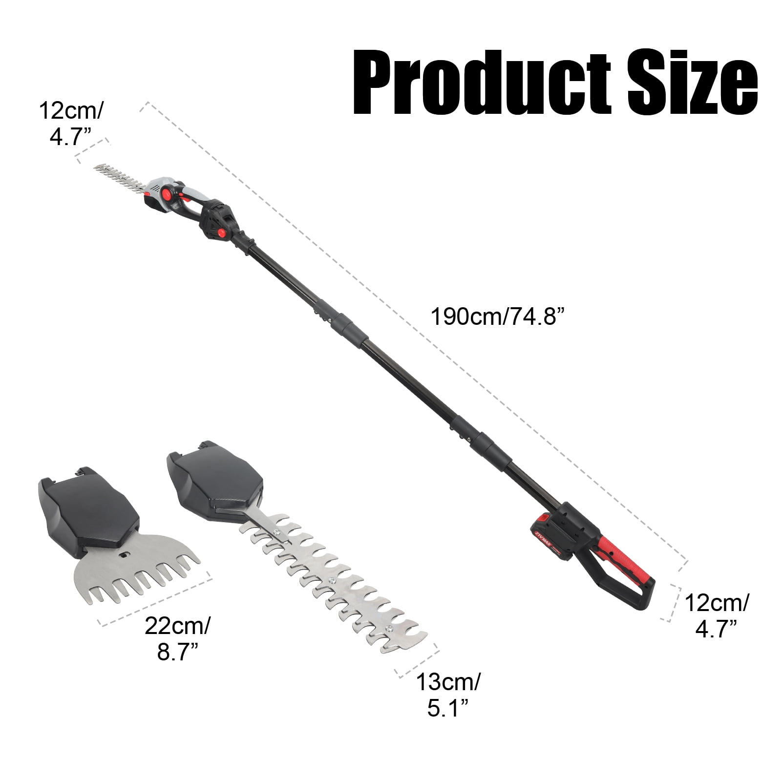 Worx Cordless 2-in-1 Hedge Trimmer & Grass Shear, with Retractable Extension Pole & 2 Batteries, 5-Angle Adjustable Head for Lawn, Shrub, Branch Trimming and Garden Yard Maintenance