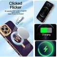 thumbnail image 3 of for iPhone 12 Pro Max Case [Support for Magsafe] Butterfly Pattern Magnetic Plating Electroplate Luxury Elegant Case Camera Protector Soft Shockproof Protective Corner Back Cover -Purple, 3 of 12