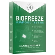 Biofreeze 5% Strength Menthol Topical Pain Relief Patches, 3.9375 X 5.5 Inch, 5 Count