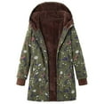 thumbnail image 1 of Aqestyerly Vestes pour Femmes Veste à Capuche à Manches Longues en Peluche Imprimée à Simple Boutonnage, Coton, 1 of 7