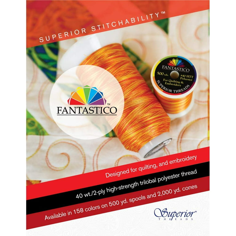Superior Threads Fantastico Polyester Embroidery Thread - 40-Weight, 2,000 Yard Cone, Stained Glass Color