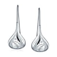 thumbnail image 2 of Bling Jewelry Womens Etched Puffed Raindrop Teardrop Earrings Fishhook Sterling Silver 1.5 Inch, 2 of 5