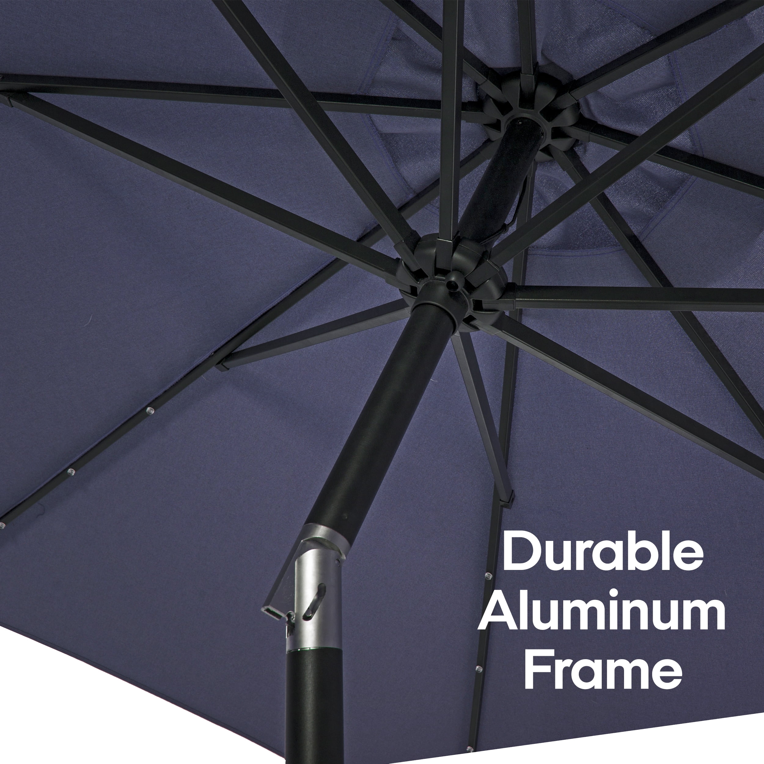ABOVE Outdoor Umbrella 10 ft Royal Blue Solid Print Octagon Market Patio Umbrella, Solar LED, UV Resistant