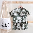 thumbnail image 2 of LUOGENLI Ensemble 2 Pcs pour Garçons, Été, Patchwork Coloré Imprimé, Manches Courtes et Shorts, Costume Maxi, Tenues de Plage, Vert Foncé, 2-3 Ans, 2 of 3