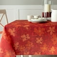 thumbnail image 2 of Benson Mills Poinsettia Scroll Printed Rectangle Fabric Table Cloth Winter Holiday and Christmas Tablecloth (60"" X 120"" Rectangular Red), 2 of 5