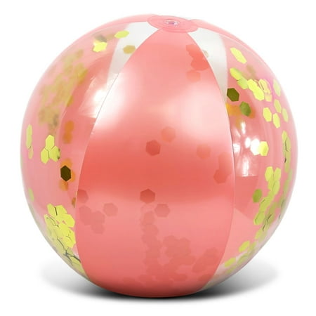 CoTa Global CoTa Global Inflatable Pool Beach Ball Accessory Rose Gold Confetti 16 Inches, Premium Elegant Heavy Duty Vinyl Pool Toy, For the Beach, Party, Vacation, UV Resistant – Pool Party Inflatab