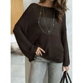 thumbnail image 2 of Womens Summer Scoop Neck Short Sleeve Sweater Casual Knit Tops Pullover Shirts Coffee Color L, 2 of 6