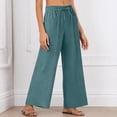 thumbnail image 5 of CAIXIA Wide Leg Pants for Women Flowy Palazzo Drawstring Elastic Waist Trousers with Pockets Summer Beach Vacation Clothes, 5 of 7