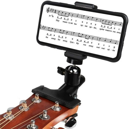 Image of Guitar Head Clip Mobile Phone Holder Live Broadcast Bracket Desktop Support Combo Camera and Cell Phone Music Mount