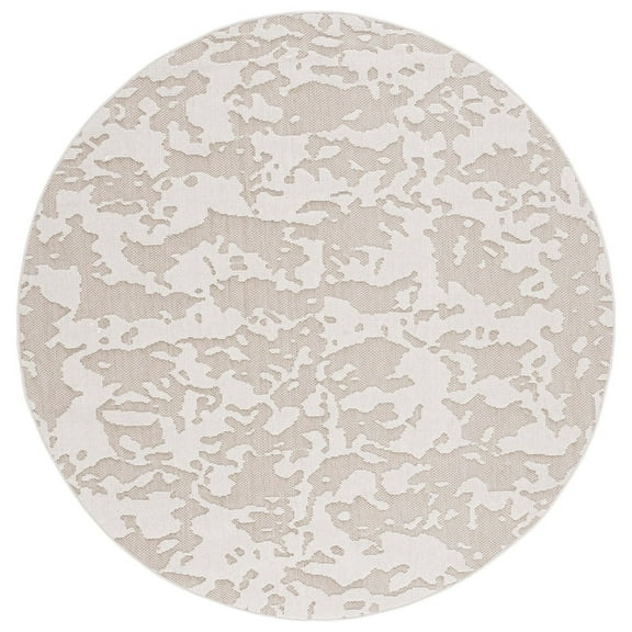 SAFAVIEH Global Herleva Abstract Indoor/Outdoor Area Rug, Beige/Light Beige, 6'7" x 6'7" Round