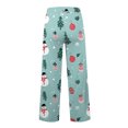 thumbnail image 5 of Women's Fashion Casual Loose Printed Wide-Leg Sports Pants with Christmas Print, Comfortable Home and Outdoor Wear, Elastic Waist with Drawstring for Easy Fit, Turquoise, S, 5 of 7