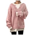 thumbnail image 1 of Cathalem WoWomens Oversized Sweaters Casual Loose Ribbed Knit Solid Soft Pullover Sweater Tops,Pink XL, 1 of 4