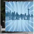thumbnail image 3 of Ambesonne Seattle Skyline Shower Curtain, Shadowy Silhouette, 69"Wx70"L, Sky Blue and Dark Blue, 3 of 4