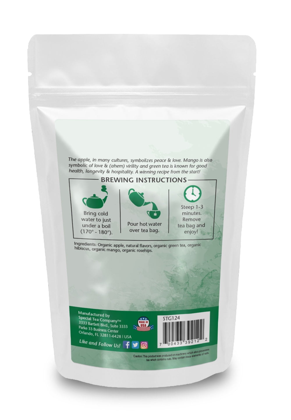 Special Tea Genesis Green Tea, Apples & Mango, 20 Tea Bags