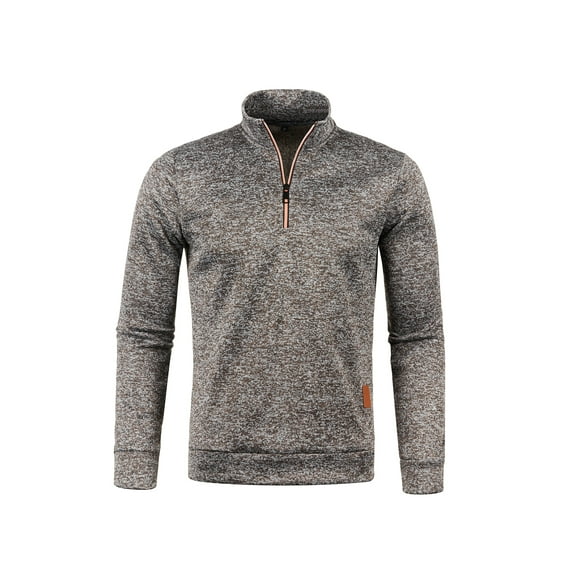 Seyurigaoka Men's Thin Fleeced Sweater Shirts Long Sleeve Stand Collar Half Zipper Loose Casual Oversized Pullover Tops