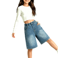 thumbnail image 4 of EnJoCho Girls' Denim Shorts Elastic Waist Loose Wide Leg Jean Shorts Kids Casual Knee Length Trousers School Unifor𝗆 Jorts for Teen For 4-16Years, 4 of 6