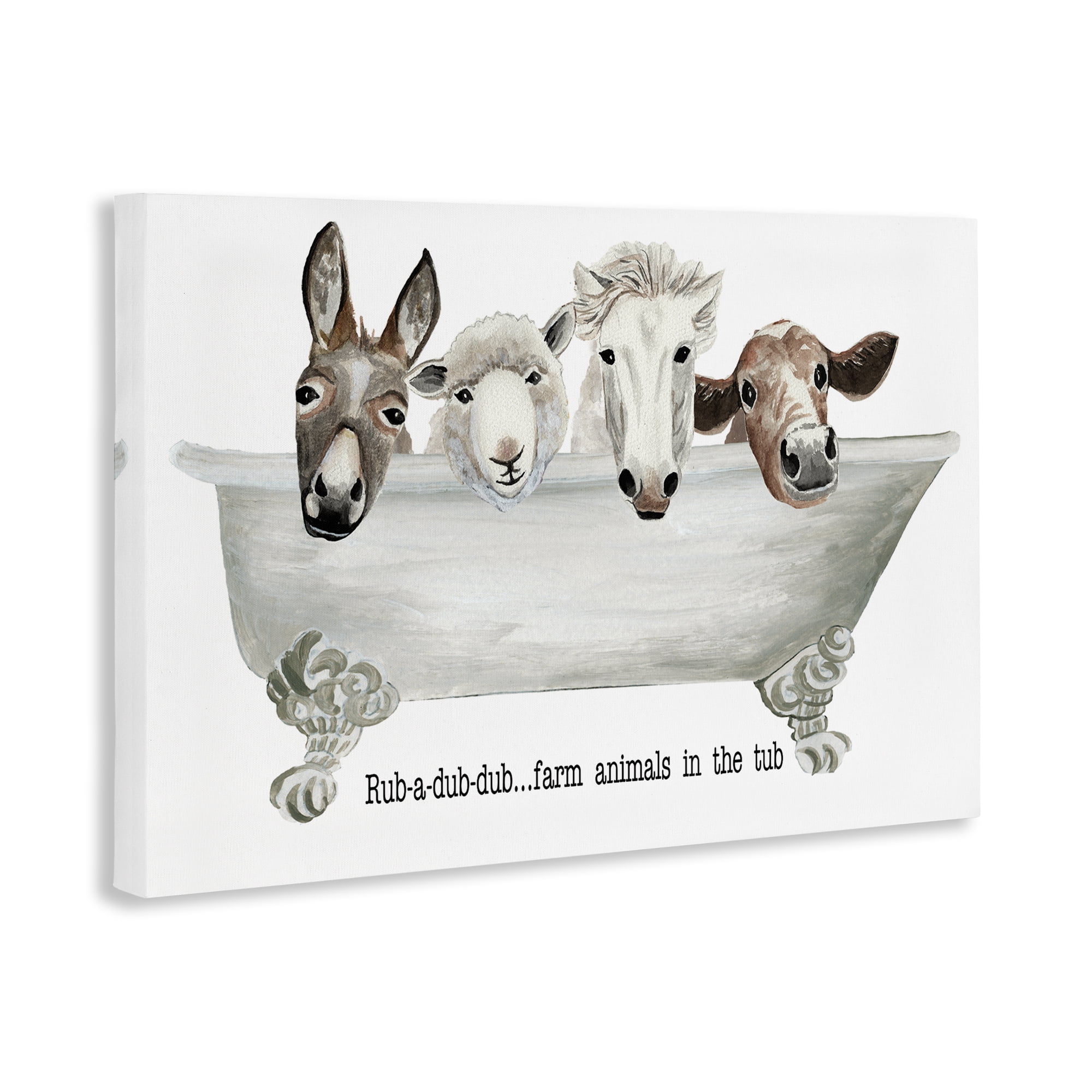 Stupell Industries Farm Animals Tub Bath & Laundry Painting Wrapped Canvas Art Print Wall Art, 24 x 16