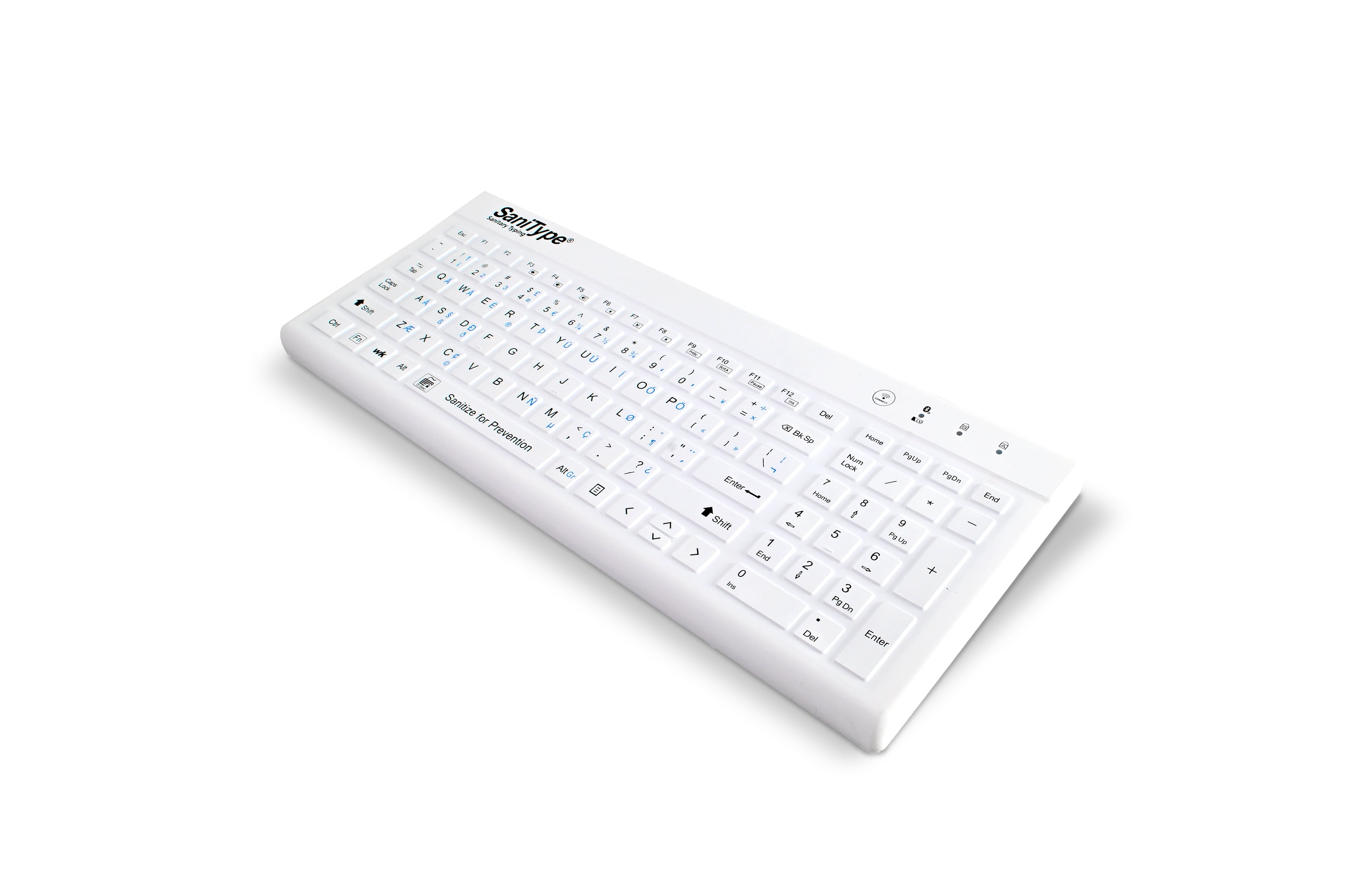 SaniType 'Blue Connect' Professional-grade Rigid Silicone Washable Wireless Bluetooth®; Keyboard with ON/OFF Switch (BT) (White) | KBSTRBT99Si-W