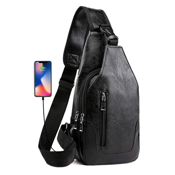 Bandolera Seoky Rop para hombre, antirrobo, de piel sintética, color negro