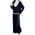 thumbnail image 2 of Womens Fashion New Fashion Casual Solid Color Knitted Set Casual Top and Pants Two-piece Set Sleek Casual Wear, 2 of 4