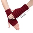 thumbnail image 3 of Snow Gloves Women's Solid Color Knitted Wool Half Finger Long Gloves Warm Arm Sleeves Winter Gloves Red One Size, 3 of 6