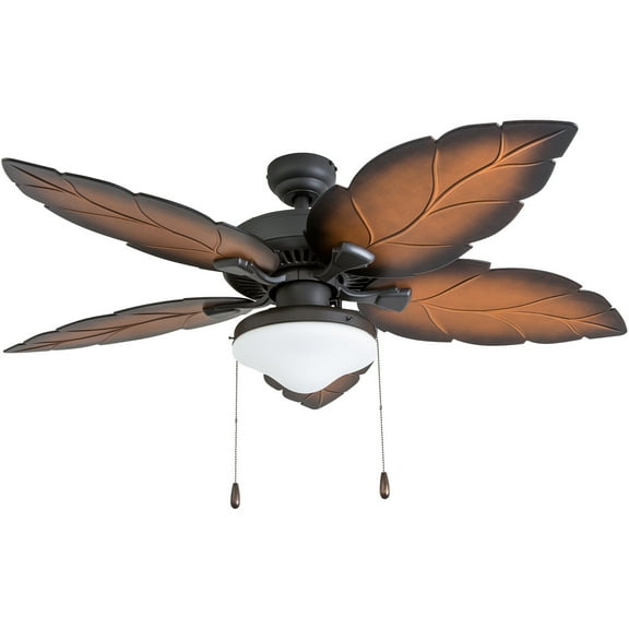 Prominence Home 50666-35 Delray Tropical 52-Inch Tropical Bronze Damp Rated Ceiling Fan, Globe Globe Mocha Blades