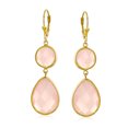 thumbnail image 2 of Bling Jewelry Womens Pink Double Teardrop Dangle Earrings Leverback 14K Gold Plated Sterling Silver, 2 of 7