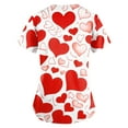 thumbnail image 3 of Print Scrub Tops,Women's Valentine's Day Printed Loose-Fit V-Neck Pocket Short-Sleeve Nursing Scrubs Top - Pink - M, 3 of 6