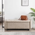 thumbnail image 6 of Furniliving 46.5" Chenille Storage Bench, Button-Tufted Upholstered Ottoman with Hidden Storage, End of Bed Bench for Bedroom Entryway Living Room, Light Brown, 6 of 12
