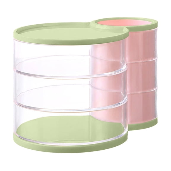 Makeup Organizer,Storage And Organization,3 Compartments Powder Puff Storage Box Rotating Dusts Proof Dressing Table Desktop Lipstick And Makeup Brush Storage Tube Storage Rack