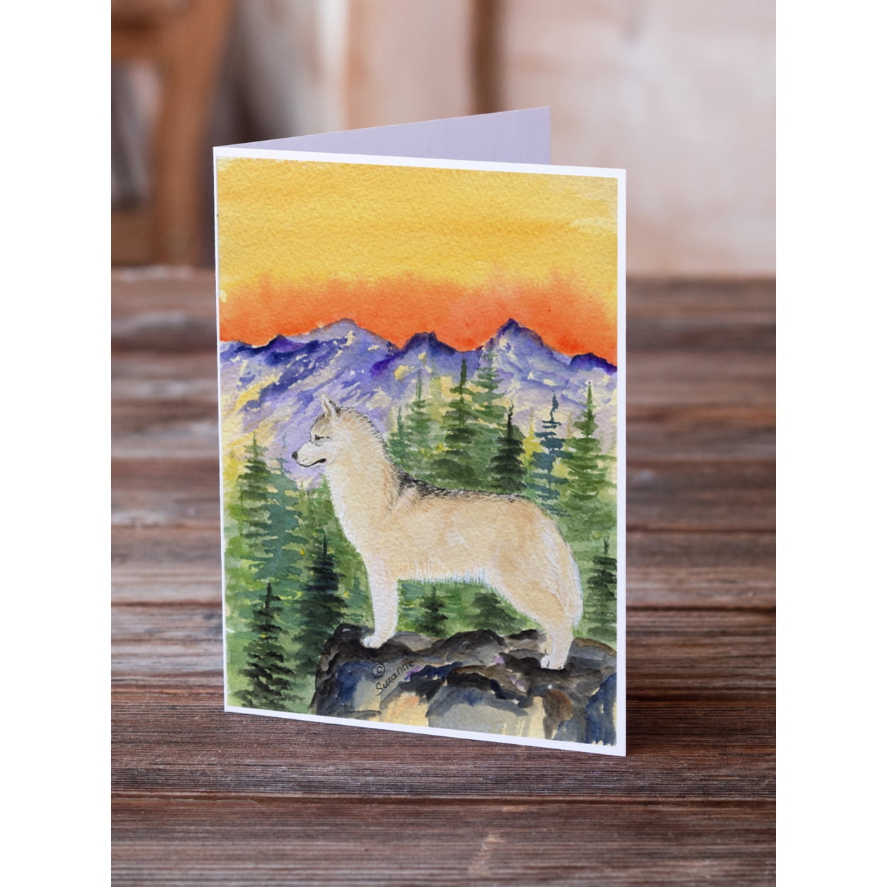 Caroline's Treasures Siberian Husky Greeting Cards with Envelopes, 5" x 7" (8 Count)