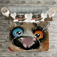 thumbnail image 3 of Ambesonne Animal Quilted Bedspread Set 3 Pcs, Funny Dog Puppy, Queen Size, Orange Cocoa Blue, 3 of 3