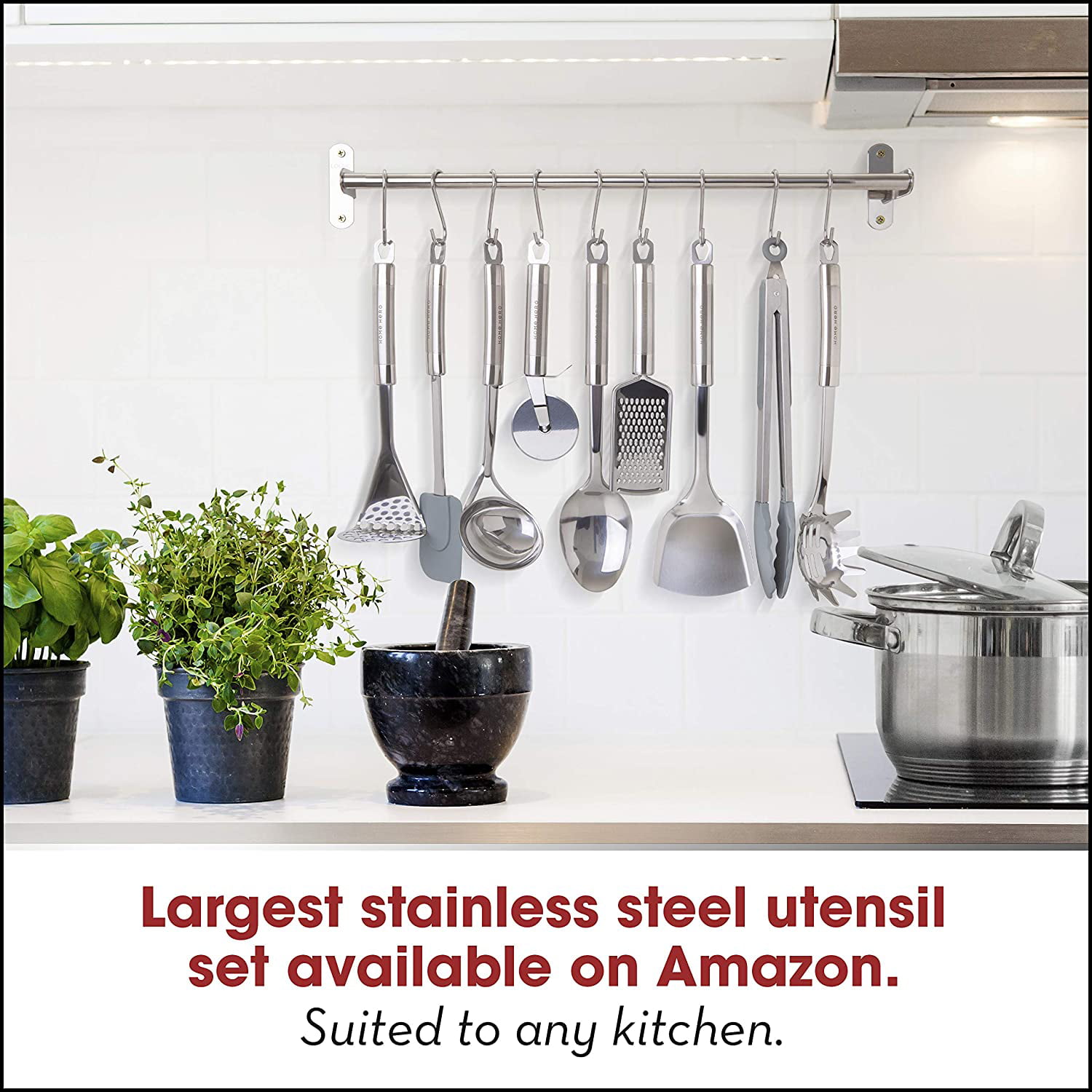 Nonstick HOME HERO Stainless Steel Kitchen Utensil Set 29 Cooking Utensils