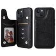 thumbnail image 2 of iPhone 13 Case,Dteck Butterfly Pattern Magnetic Leather Card Holder Wallet Case Shockproof Rubber Hybrid Kickstand Cover for iPhone 13,Black, 2 of 5
