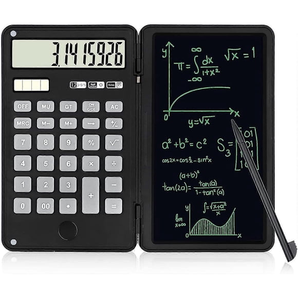 Calculator with 6" LCD Writing Board and Pen, Basic Standard Calculator Solar Battery Dual Power, Multifunctional Desktop Calculator Portable Calculat