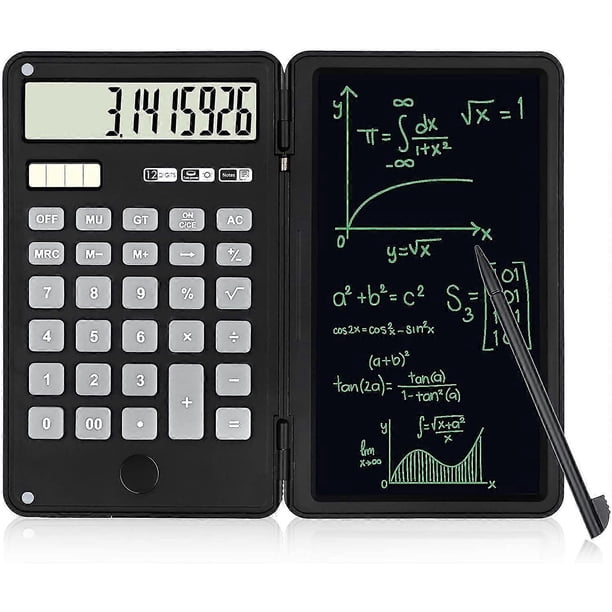 Calculator with 6" LCD Writing Board and Pen, Basic Standard Calculator Solar Battery Dual Power, Multifunctional Desktop Calculator Portable Calculat