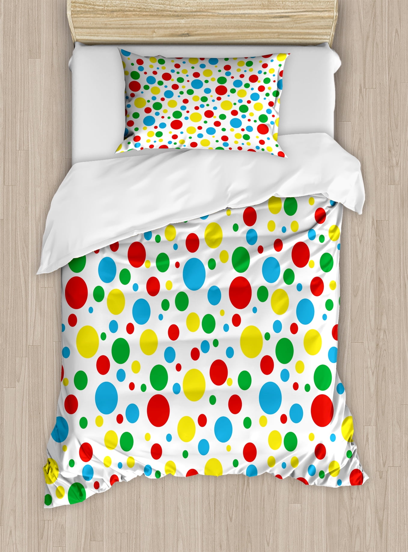Colorful Duvet Cover Set Multicolored Traditional Polka Dots With
