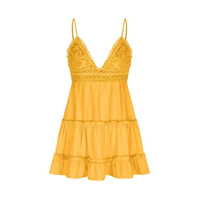 yellow backless skater dress Yellow Halterneck Shirred Skater Dress | Dresses main image 1