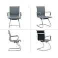 thumbnail image 3 of Guyou Modern Mid Back Office Guest Chair Set of 2, Faux Leather Reception Chair Computer Chair with Armrests and Metal Sled Base for Meeting/Waiting/Conference Room, No Wheels, Grey, 3 of 10